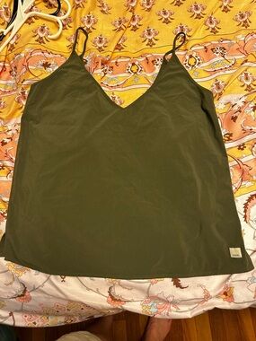Vuori Villa Oregano Green V-Neck Cami with thin Straps